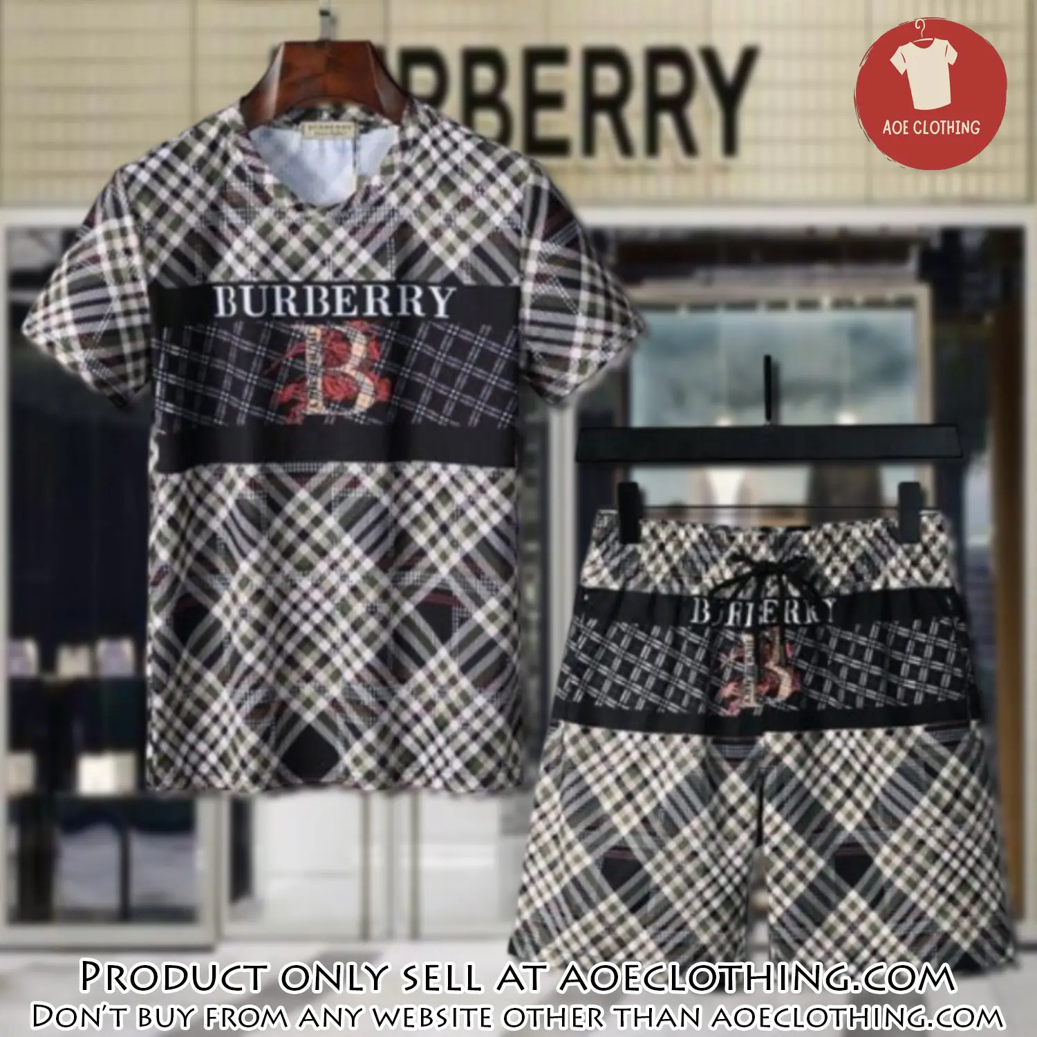 Burberry combo unisex tshirt & short limited luxury outfit cts1033 aoe1814666